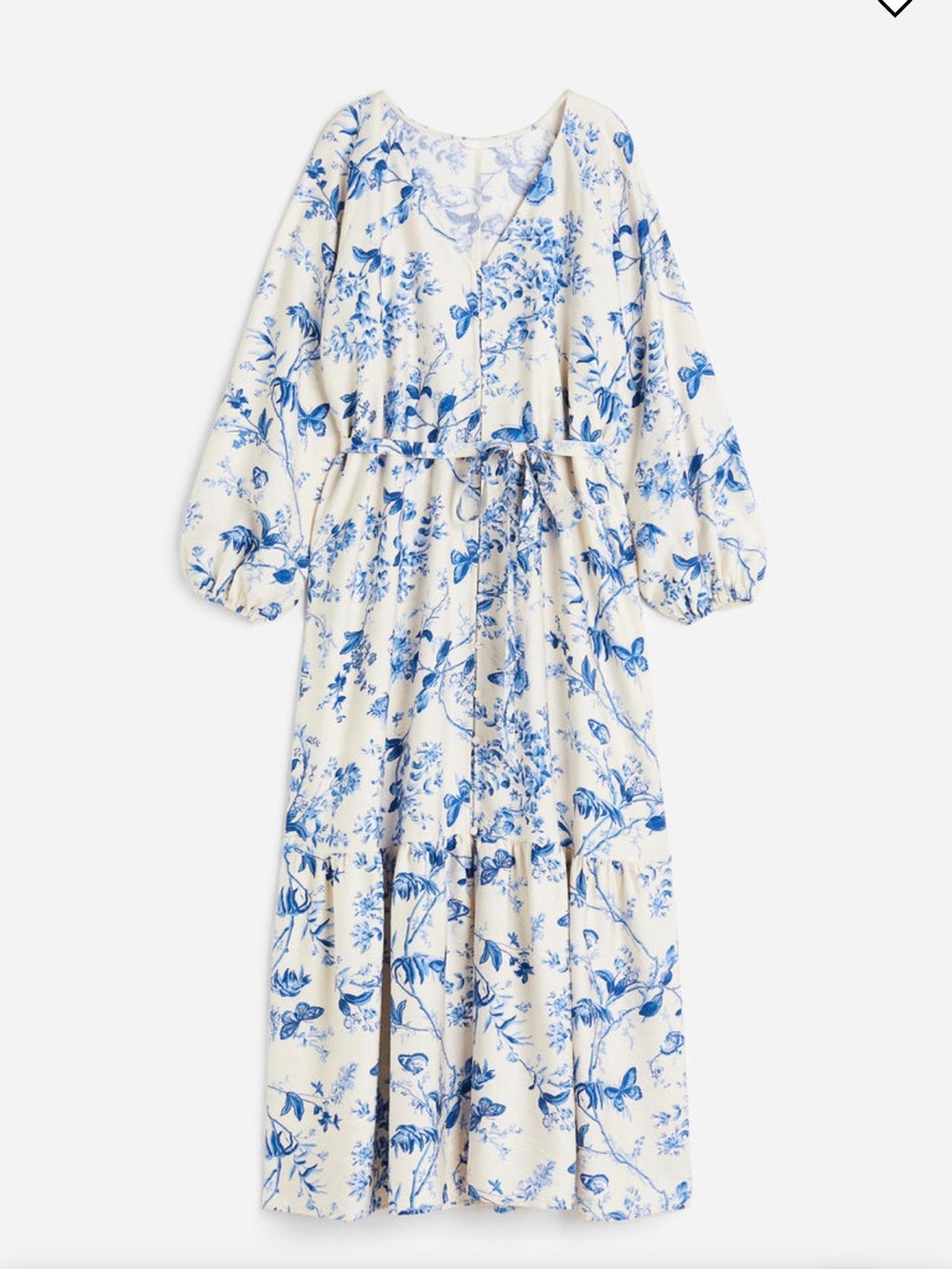 H&M Cream Maxi Dress with Blue Floral Print